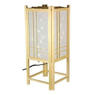 Oriental Furniture Affordable Practical Useful Gift Idea Office Business Family, 18 Inch Japanese Zen Design Double Cross Lantern with Cranes, Natural   Paper Lantern Lamps