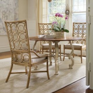 Sanctuary 5 pc 52 in. Round Double Arch Leg Dining Set with Rattan Chairs   Dining Table Sets