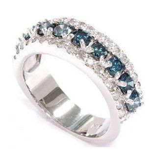 1.75CT Blue & White Diamond Wedding Anniversary Ring Jewelry