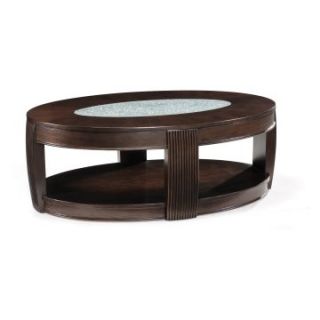 Magnussen T1738 Ino Wood and Glass Oval Coffee Table with Casters   Coffee Tables