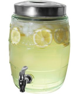 Circleware Nostalgia Barrel Design Glass Beverage Dispenser   Beverage Dispensers