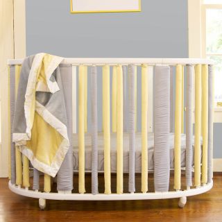 Go Mama Go Designs Wonder Bumpers Grey Cotton & Yellow Cotton Stokke Set   Crib Bumpers
