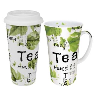 Konitz Tea to Stay and Tea to Go Mega Tea Collage Mugs   Set of 2   Coffee Mugs