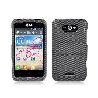 Black Carbon Fiber Print Hard Cover Case for LG Motion 4G MS770 Cell Phones & Accessories