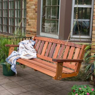 Great American Woodies Red Cedar Mission Porch Swing with Optional Hardware and Cushion Package