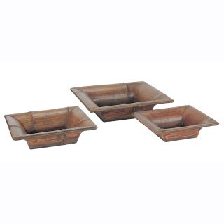 Square Bamboo Tray Set of 3   Serving Trays
