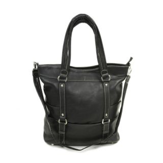 Piel Leather Designer Tote   Black   Handbags