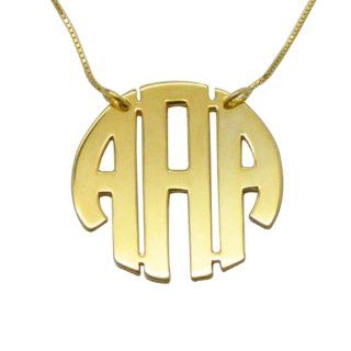 Hushi Jewelry 18k Gold plated Personalized Block Monogram Name Necklace Pendant Necklaces Jewelry