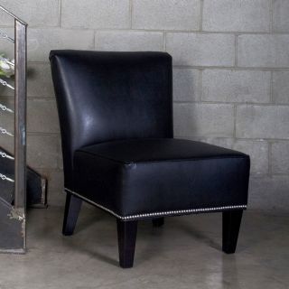 angeloHOME Davis Chair   Renu Leather   Black   Leather Club Chairs
