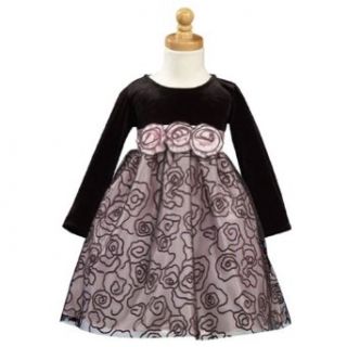 Lito Pink Black Velvet Tulle Flocked Flower Girl Christmas Dress 6M 12 Lito Baby