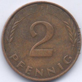 Extra Fine 1989 F German 2 Pfennig  Collectible Coins  
