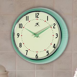 Infinity Instruments Green Round Metal Retro 9.5 in. Wall Clock   Wall Clocks