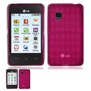 LG 840G Transparent Pink TPU Crystal Skin Case (Straight Talk   Tracfone Prepaid Phone) Cell Phones & Accessories