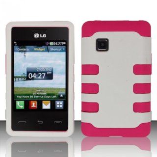 For LG 840g (StraightTalk/Net 10/Tracfone) FUSION Cover Case PC/TPU   Hot Pink/White FUS Cell Phones & Accessories