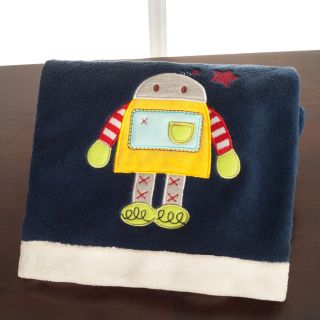 Kids Line Robots Play Embroidered Boa Blanket   Baby Blankets