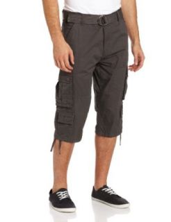Southpole Men's Fine Twill Capri Cargo Short With Washing And 17.5 Inch Length, Charcoal, 32 at  Mens Clothing store