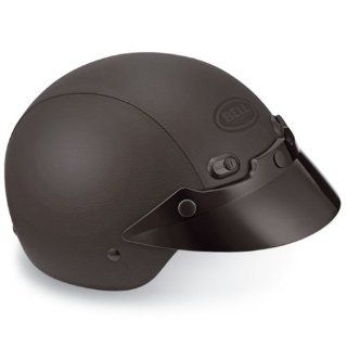 Bell Shorty Black Hide Leather Half Helmet   Small Automotive