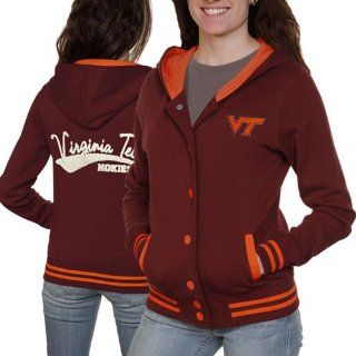 NCAA Virginia Tech Hokies Womens Varsity Blues Full Button Hoodie   Maroon (Small)  Sports Fan Sweatshirts  Sports & Outdoors