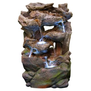 Alpine Polyresin Rocky Outdoor Fountain with LED Light   Small   Fountains