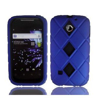 For Cricket Huawei Ascent Ii M865 Accessory   Fusion Series Blue Hard Case with Black Silicone Case+ Lf Stylus Pen Cell Phones & Accessories
