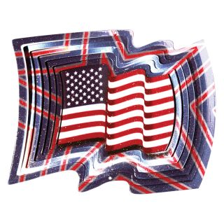 Iron Stop Designer American Flag Wind Spinner   D142 10   Wind Spinners