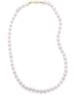 14k 16 Inch 6.5 7mm Grade Aa Cultured Akoya Pearl Necklace Individually Knotted a Yellow Gold Clasp Pearl Strands Jewelry