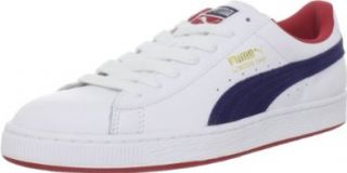 Puma Basket Classic Games LON Shoe, White/Medieval Blue/Ribbon Red, 6 US/7.5 D US Fashion Sneakers Shoes