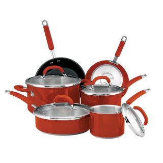 Rachael Ray Colored Stainless Steel 10 pc. Cookware Set   Red   Cookware Sets