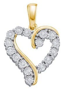 0.05 Carat (ctw) Diamond Heart Pendant set in 10k Yellow Gold PR01 3097 Jewelry