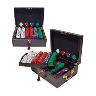 Trademark Poker 500 Chips Pro Clay Casino 13g Set with Mahogany Case   Poker Accessories