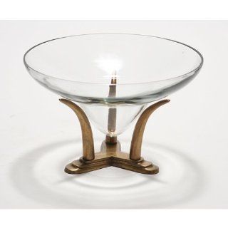 DDI M2 29308A Large Lead Crystal Glass Bowl with an Antique Brass Finish Tusk Base Kitchen & Dining