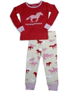 Wild & Cozy by Hatley   Girls Long Sleeve Pajamas, Red, Ivory 2 Pajama Sets Clothing