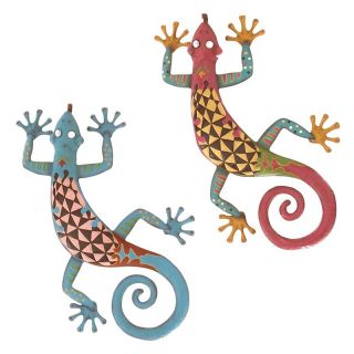 Colorful Gecko Wall Sculptures   Set of 2   Wall Sculptures and Panels