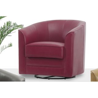 Emerald Home Furnishings U5029B 04 02 Milo Bonded Leather Swivel Chair   Red   Accent Chairs