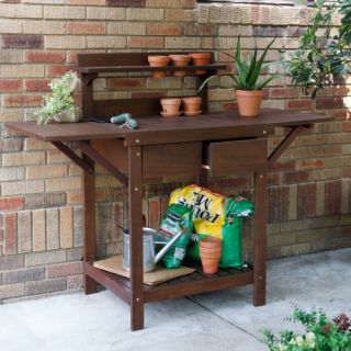 Coral Coast Cabos Collection Eucalyptus Wood Potting Bench   Potting Benches