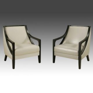 Pastel Furniture Fouquet Top Grain Leather Upholstered Club Chair with Ballarat Black Wood Base   Club Chairs