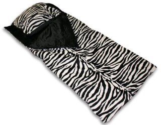 Thro Ltd. Zebra Animal CollectionMicroluxe 60 by 65 Sleeping Bag with Attached Pillow, Black/White   Bed In A Bag