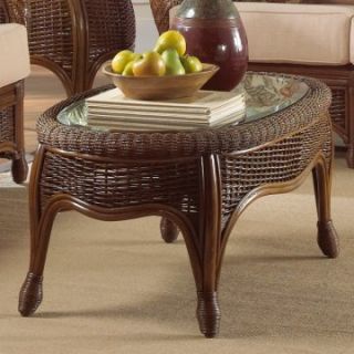 Hospitality Rattan Turks Bay Full Frame Rattan & Wicker Coffee Table with Glass   Antique   Coffee Tables
