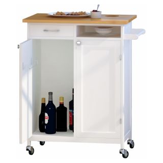 Rolling Kitchen Workstation Cart with Cutting Board Counter and Storage   White   Kitchen Islands and Carts