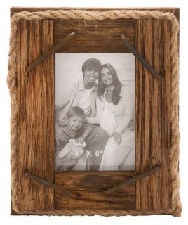 Rustic Wood and Rope Picture Frame   Picture Frames