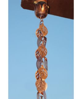 Monarch Pure Copper Cascading Leaves Rain Chain   8.5 ft.   Rain Chains