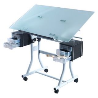 Martin Universal 40 x 24 in. Creation Station with Frosted Glass Top   Drafting & Drawing Tables