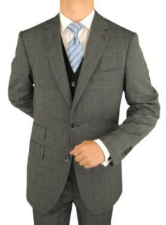 Bianco Brioni Men's Four Piece Charcoal Vested Suit Extra Pants at  Mens Clothing store