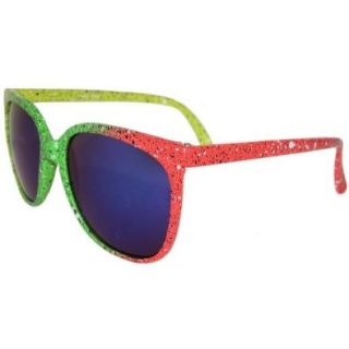 Retro Wayfarer Style Iridescent Neon Sunglasses, Mirrored Lenses Shoes