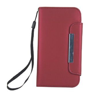 Wallet Style PU Leather Case with Card Slot and Hang Rope for Samsung GALAXY S4 SIV I9500 Red Cell Phones & Accessories