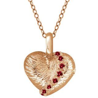 0.26 Ct Round Cognac Red Diamond Rose Gold Plated Sterling Silver Pendant Jewelry