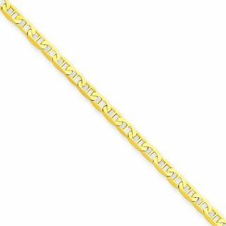 14K Gold 9in Polished Anchor Link Anklet 9 Inches Jewelry
