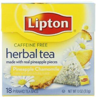 Lipton Herbal Pyramid Tea Bag, Pineapple Chamomile, 18 Count (Pack of 6)  Herbal Remedy Teas  Grocery & Gourmet Food