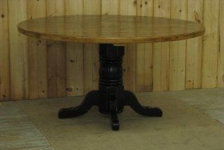 Amish Round Oak Pedestal Table with 2" Thick Barnwood Top   Dining Tables