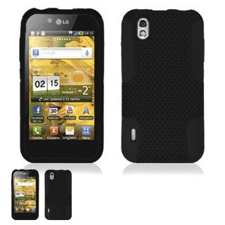 LG Marquee LS855 / Optimus Black P970 / Ignite AS855 Black And Black Hybrid Case Cell Phones & Accessories